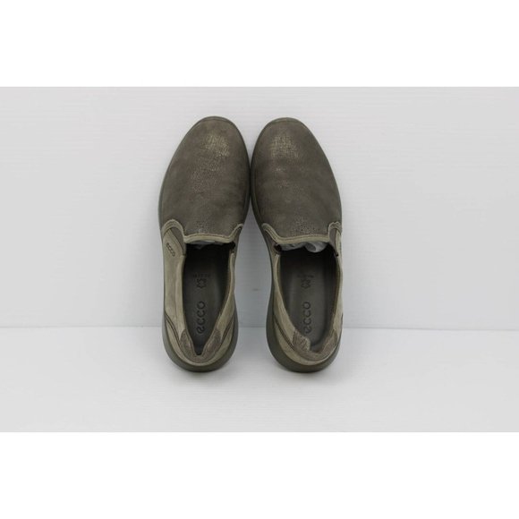 Ecco Soft 5 Slip On Shoes Women's 40 Gray Metallic Leather Cushioned Round Toe - Picture 8 of 14